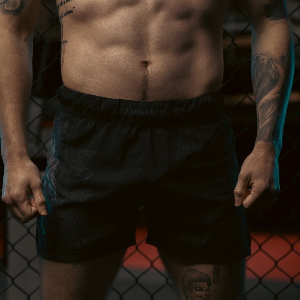 Black MMA Mid Slit Unleash the Animal Shorts - Animalia Apparel