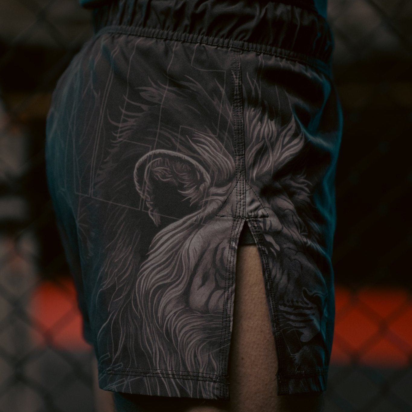Black MMA Mid Slit Unleash the Animal Shorts - Animalia Apparel