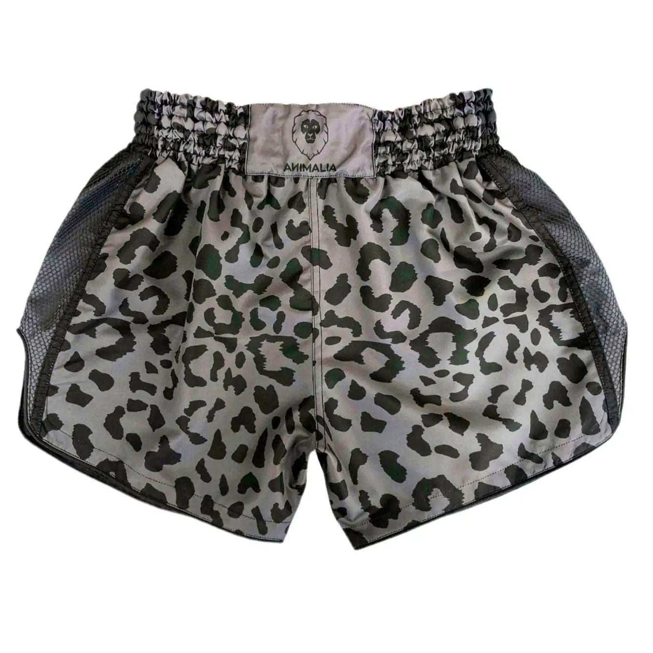 Black Leopard Print Muay Thai Shorts - Animalia Apparel fightwear