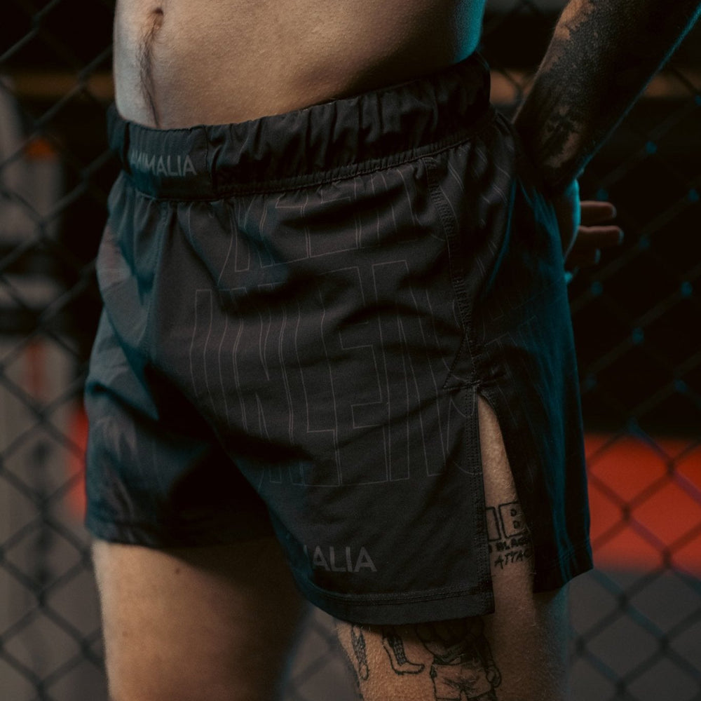 Black MMA Mid Slit Unleash the Animal Shorts - Animalia Apparel