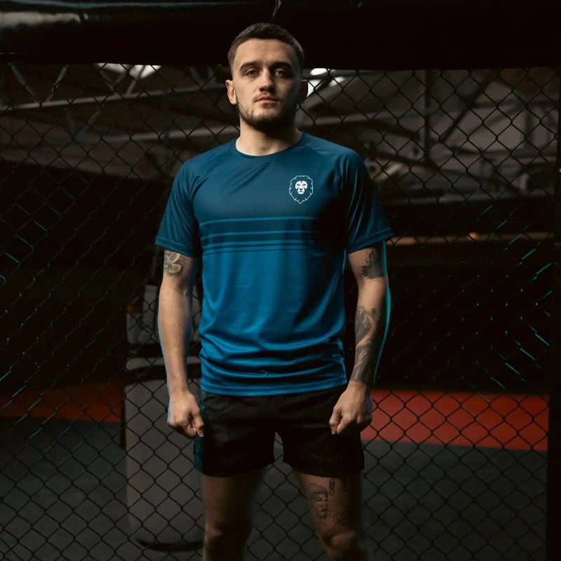 Men's blue gradient rash guard full body fit