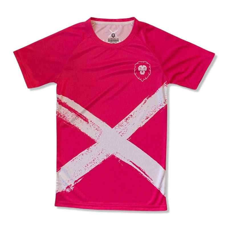 Pink Saltire Scottish flag t-shirt with lion detail for judo and training